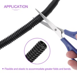 DMiotech 30m Wire Loom Split Tubing 12.7mm, Cord Protectors from Pet Flexible Conduit Cable Management for Office, Home, Garden, Black