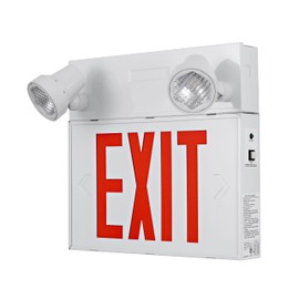 TANLUX Steel Exit Sign with Remote Capabilities, 36 Watt Battery Pack, AC 120-347V Input, Commercial Battery Unit Emergency Lights with 2 by 2 watts Head, Up To 4 Hours Emergency Duration Time