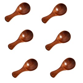 6 PCS Mini Wooden Spoons, 3.2 Inch Tiny Spoons for Spices Jars, Small Wooden Condiment Spoon for Salt, Sugar, Honey, Pepper, Coffee, Ice Cream, Asanta Cute Little Wood Scoops for Canisters (Brown)