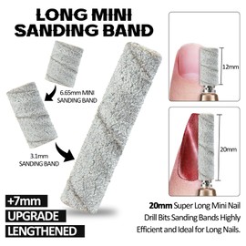 U-Shinein Super Long Nail Drill Bits Small Sanding Bands, 50pcs Zebra 240 Fine Grit Nail File Sanding Bands for Acrylic Nails Gel Manicures Salon Use