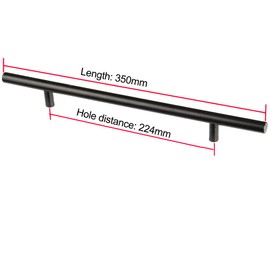 ANSIEDIO Kitchen Cupboard Handles Black - 6 Pack Stainless Steel Drawer Handles 224mm Cabinet Handles T Bar Kitchen Door Handles