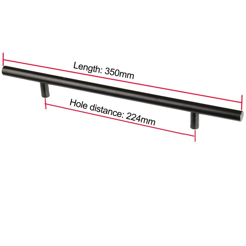 ANSIEDIO Kitchen Cupboard Handles Black - 6 Pack Stainless Steel