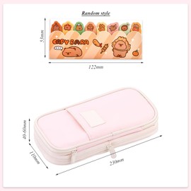 1 Stationery Box and 1 Cartoon Capybara Index Sticker, Cute Stationery, Large Capacity Pencil Case, Expandable Pencil Case