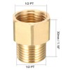 sourcing map Brass Threaded Pipe Fitting 1/2 PT Male x