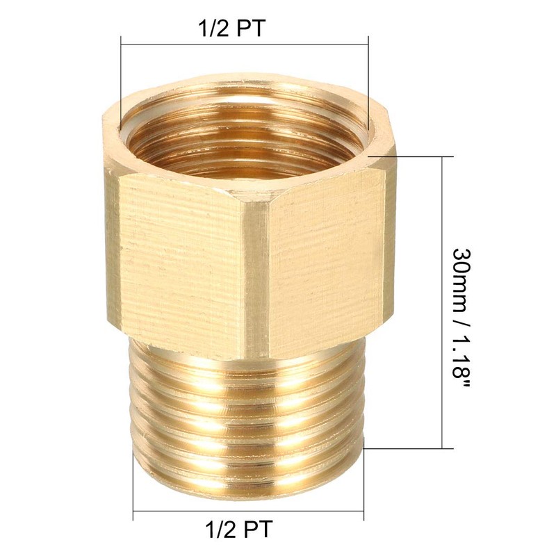 sourcing map Brass Threaded Pipe Fitting 1/2 PT Male x