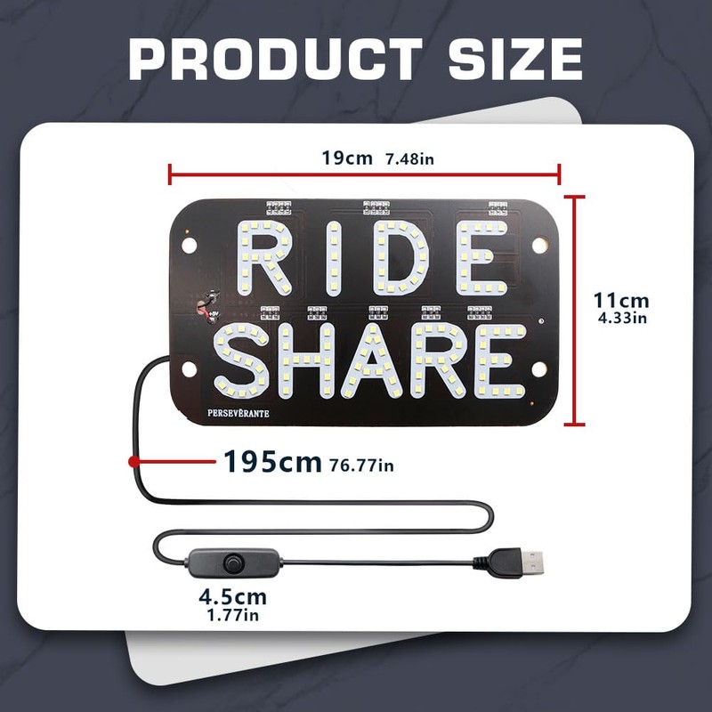 Rideshare LED Light for Car | Taxi Sign | Rideshare
