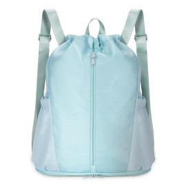 Sportsnew unisex lace up zipper bag, lightweight sports and fitness bag with shoe compartment, waterproof, suitable for fitness travel storage bag - Color: Pink