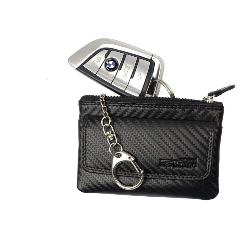 Deluxe Key Bag, Carbon leather, black