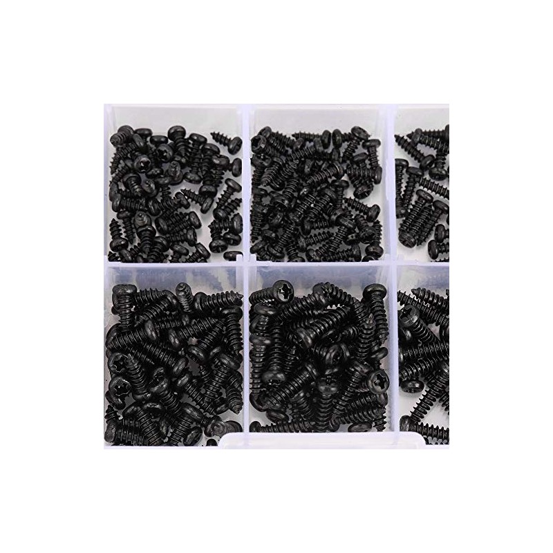 Surtido de Tornillos de Rosca, Tornillos Autorroscantes 400 Piezas Negro