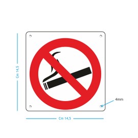 pubblimania Smoking Prohibited | Outdoor Aluminium Sign 3 mm Thick (No Smoking) 14.5 x 14.5 cm