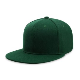 CHOK.LIDS Flat Bill Visor Classic Snapback Hat Blank Adjustable Brim High Top End Trendy Color Style Plain Tone Baseball Cap (Hunter Green.)