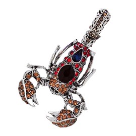 KINMOT Steampunk Silver-tone Red Blue Crystal Scorpion Brooch with Bend Tail