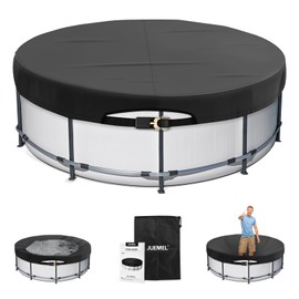 Round Pool Cover with Ratchet Strap Tightener | Easy Installation Pool Covers for Above Ground Pools | Solar Hot Tub Cover Ideal for Hydrophilic and Dustproof for Backyard/ (Black, 28FT)