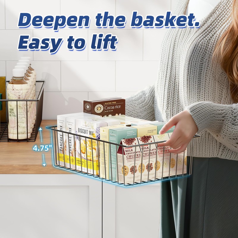 Simple Trending 6 Pack Large Wire Baskets for Organization, Metal