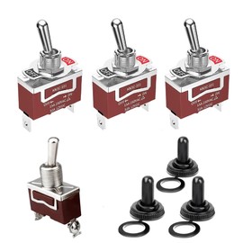 3pcs Toggle Switch High Performance 20A 125V 15A 250V SPST 2 Terminal Pin On/Off Metal Rocker Switch + 3pcs Waterproof Cover KN3C-101
