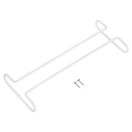 uxcell Wine Glass Rack Under Cabinet, 1pcs 10-Inch Stemware Wine Glass Hanging Rack Stainless Steel Wine Glass Organizer Storage Hanger for 5mm Stemware Column, White