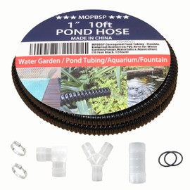MPOBSP Corrugated Pond Tubing - Flexible, Kinkproof, Reinforced PVC Hose for Water Gardens, Pumps, Waterfalls & Aquaculture (10 Feet Black, 1.0 Inch)
