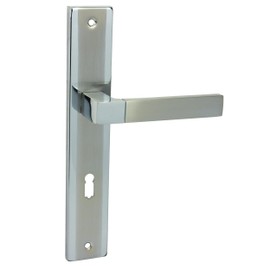 domino Door Handle 72 Handle Set BB Deadlock Set | Long Plate Set | Door Handle for Room Door, Office Door, Cellar Door & Interior Door | L Shape | Door Handle Set Made of Stainless Steel |