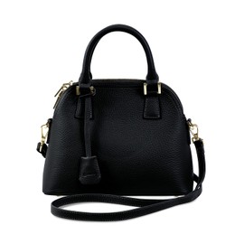 Mura Women's Tote Bag, Shrink Leather, Mini Bag, Genuine Leather, Black, black (mini boston), M