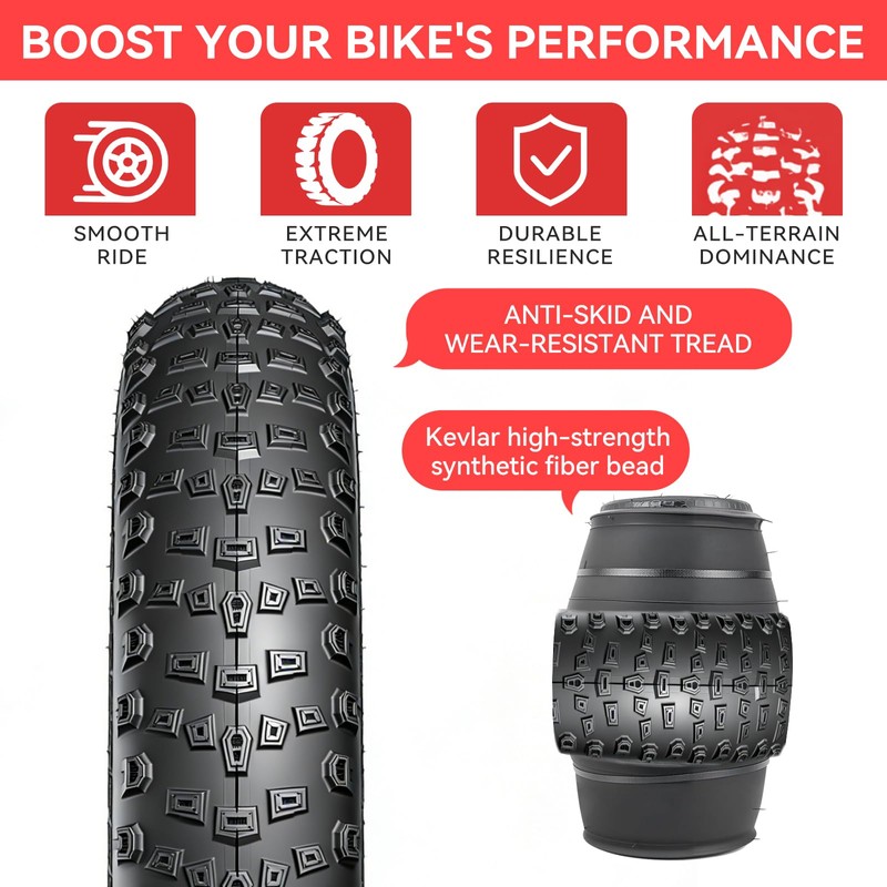 2-Pack 26x4.0 E-Bike Fat Tires and Tubes, Mountain All-Terrain, 60