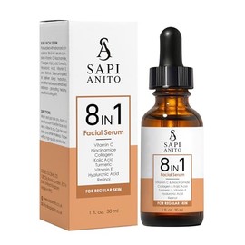 Sapi Anito - Suero facial 8 en 1 para piel regular, 1 fl oz (1.0 fl oz) – Vitamina C, niacinamida, ácido hialurónico, retinol, ácido kójico, cúrcuma, 