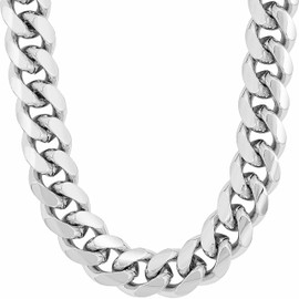 LIFETIME JEWELRY 11mm Cuban Link Miami Curb Chain Necklace for Men Women Diamond Cut 24k Real Gold Plated (26 inches, White Gold)