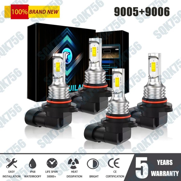Bricologht 9006 9005 LED Headlight KIT Combo Bulbs High Low