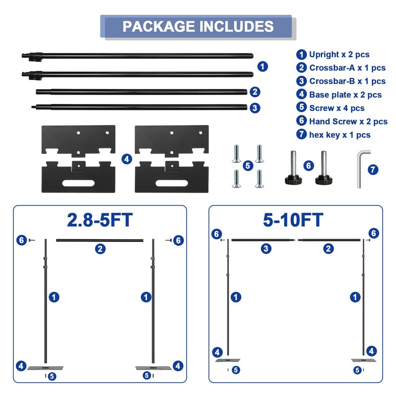 Hecis 8.5x10ft Backdrop Stand, Adjustable Photography Background Frame, Heavy Duty