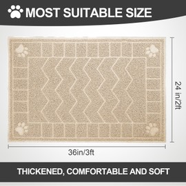 Motsamla Cat Litter Mat, Litter Trapping Mat Soft on Kitty Paws, 35" x 24" Kitten Litter Box Mat for Cleaner Floors, Waterproof, Easy Clean, Durable Large Size Cat Litter Pad for Kitten.