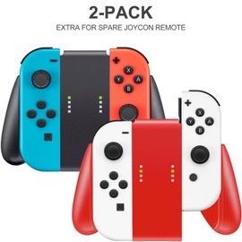 Gepicest Switch Accessories Grip Holder for Joycon Controller Compatible with Switch Handheld Remote, Kit Set Grips Holder for Dual Joycon Remote Controller Black Red 2 Packs