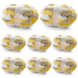 8 Pcs Chunky Yarn for Hand Knitting - Chunky Chenille Yarn for Crocheting - Fluffy Yarn for Crochet - Jumbo Yarn for Hand Knitting 227 yds 61.6 oz of Super Bulky Yarn (Yellow-Grey-White)