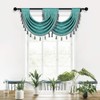 ELKCA Thick Chenille Waterfall Swag Valances for Living Room Turquoise