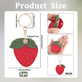 SOFPLATE 1 Box Airtag Keychain Holder Strawberry Keychain Charm PU Imitation Leather Red Fruit Food Air Tag Alloy Rings Key Chains GPS Case for Handbags Cards GPS Bags Purse Wallet DIY Decoration