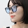 [FashionBerry] 7.ブラック×ライトブルー ボストン型 サングラス クリアレンズ UVカット率99%以上 軽量フレーム 男女兼用 伊達メガネ風 おしゃれアイウェア