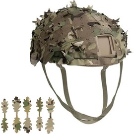3D Multicam Camouflage Tactical Helmet Cover for Fast PJ MH BJ Base Jump Airsoft Military Combat Helmet Ghillie Scrim MTP Camo (Style B - Leaf shaped 3D Camo)
