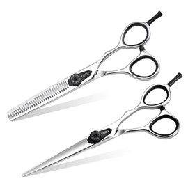 FOGOSP 6" Professional Hair Cutting Scissors Set Japan 440C Stainless Steel Sharp Ergonomic Lightweight Regular Straight and Thinning Scissors for Barbers and Salon Professionals(6, kit)