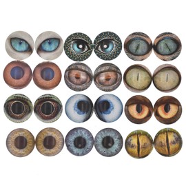 10 Pairs 16mm Glow in the Dark Glass Animal Eyes Round Dome Glass Cabochons Flatback for DIY Craft Clay Eyes, 16mm