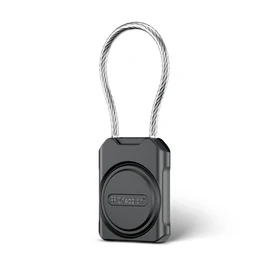 PROfezzion Secure AirTag Holder with Metal Wire Cable for Luggage, IPX8 Waterproof Hard Shell Hidden Air Tag Case with Allen Key Locking System for Travel Suitcase, Pet Dog Collar, Keys -Black