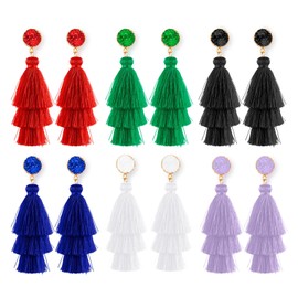 Tassel Earrings for Women, 6 Pairs Bohemian Cascading Tassel Drop Earrings, Mother's Day Birthday Gift