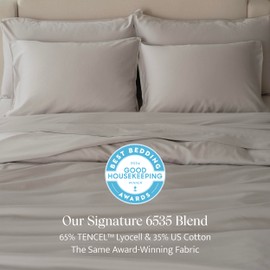 Double Stitch by Bedsure Cotton Tencel Duvet Cover Set - Luxe King Duvet Cover Soft, Textured Bedding Set Eucalyptus Lyocell, Perfect for House Warming Gift, 1 Duvet Cover, 2 Shams, Winter Sky