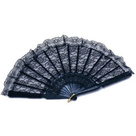 BLACK LACE FAN SPANISH FANCY DRESS VICTORIAN MOULAN ROUGE