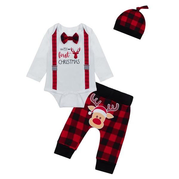 Yruiz Baby Boy My First Christmas Outfit Set Xmas Bowtie