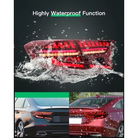 LSAILON LED DRL Tail Light Assembly Fit For Honda For Accord 2018-2022 Black Housing Red Lens Driver and Passenger Side 33500TVAA01 33550TVAA01