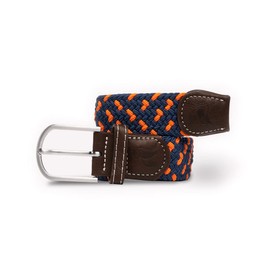 SWOLE PANDA Unisex Recycled Woven Belt, Elastic Belt for Men and Women, Belt Buckle Stretch Woven Belt - Navy/Orange Spot