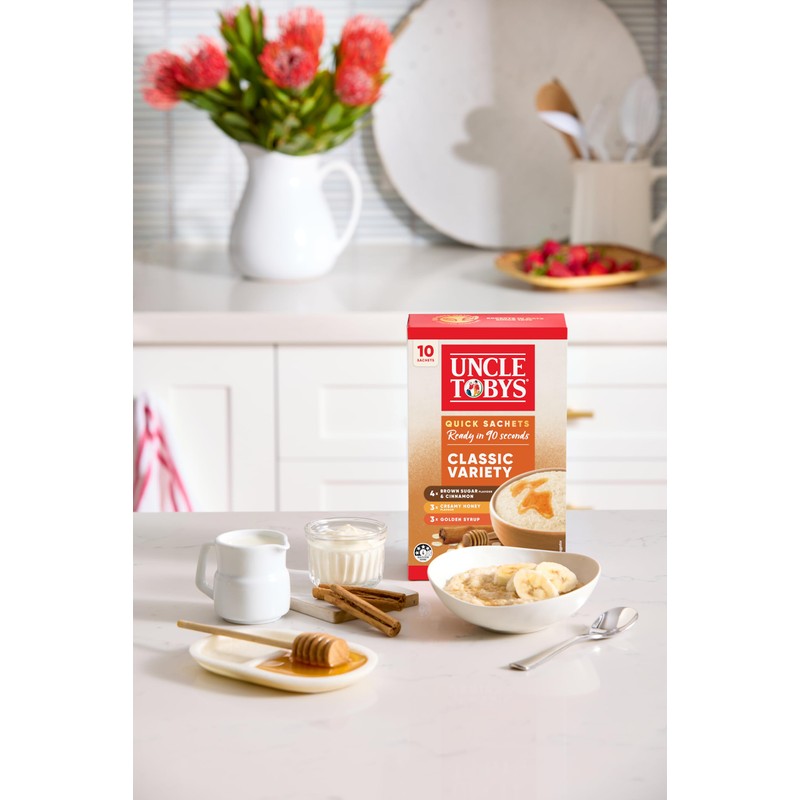 UNCLE TOBYS Oats Quick Sachets Classics Variety Pack, 10 Sachets