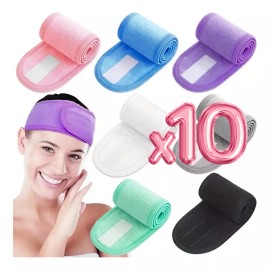 Universo en Linea Diadema Suave Con Velkro Lavable Para Spa Maquillaje 10pz F