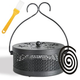 Mosquito Spiral Holder, Metallic Mosquito Coil Holder, Hollow Mosquito Coils Box, Portable Meditative Decorative Incense Burner with Handle, Can be Used in Home, Shopping Mall, Bathroom, etc.
