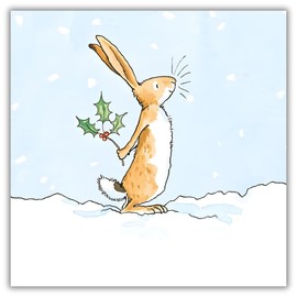 Christmas Cards Pack of 8 - Little Nutbrown Hare and Holly - Artistic 'Guess How Much I Love You' Design - Made in the UK - Eco-Friendly