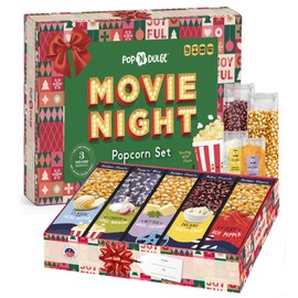 Movie Night Gift Baskets Popcorn Gifts for Christmas Holiday Gift Christmas Gift Sets, 5 Gourmet Popcorn Kernels and 5 Popcorn Flavoring, Non-GMO Popcorn Gifts - 10 Pack