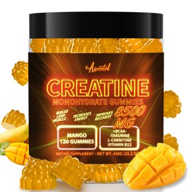 Asumtal Creatine Monohydrate Gummies Complex 8500 MG for Men & Women, Creatine Monohydrate Supplement for Muscle Growth, Strength & Energy Support, Pre Workout Gummies 120 Count Mango Flavor